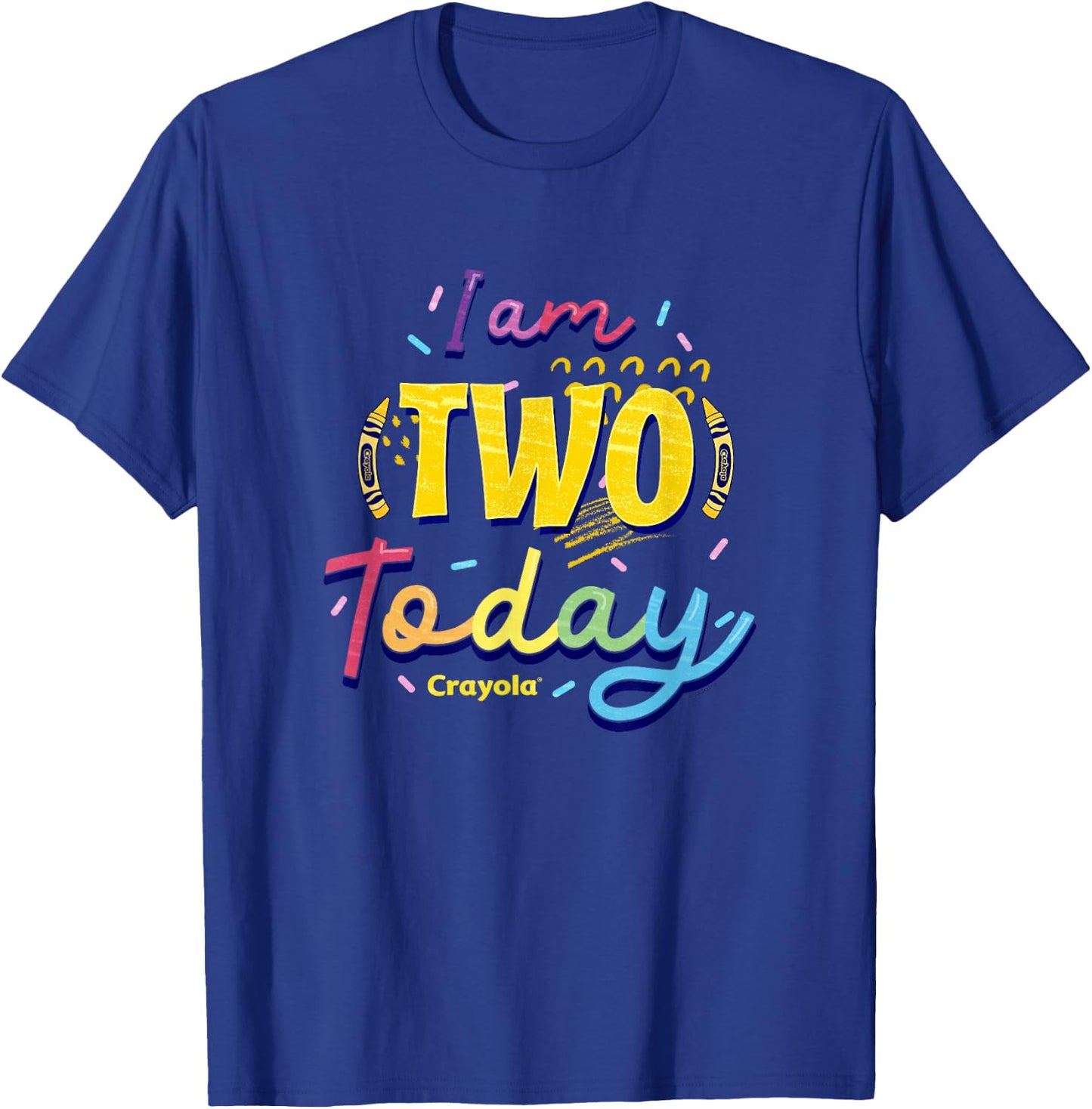 Crayola Birthday I Am Two Today Colorful Celebration Logo T-Shirt - T-Shirt | Royal