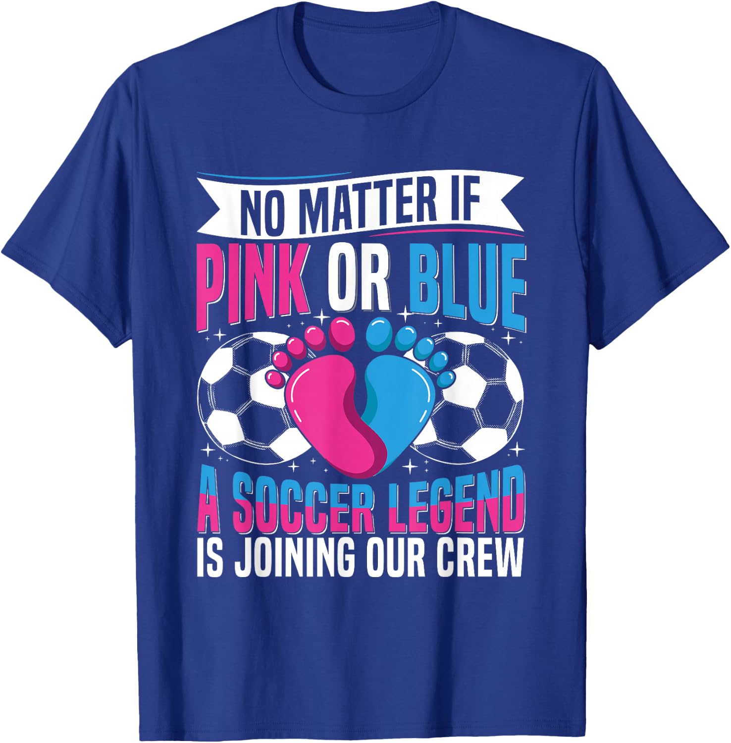 Soccer Themed Gender Reveal Party Design for a Soccer Player T-Shirt - T-Shirt | Royal