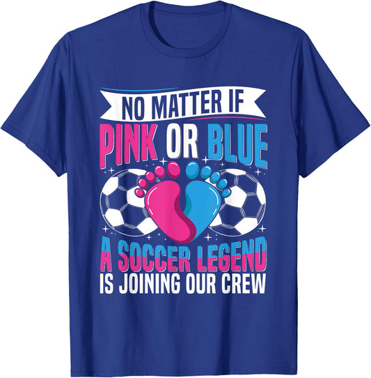 Soccer Themed Gender Reveal Party Design for a Soccer Player T-Shirt - T-Shirt | Royal