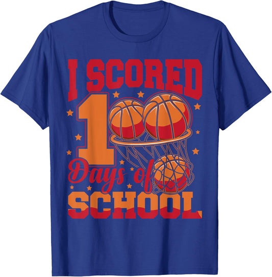 Basketball 100th Day Of School 100 Days Of School T-Shirt - T-Shirt | Royal