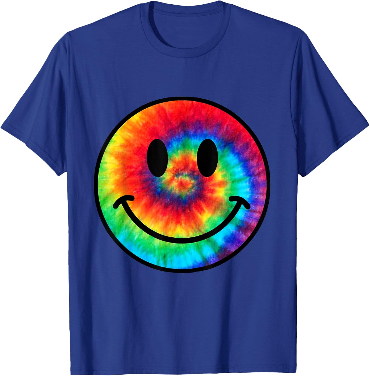 Retro 70s Smile Face Trendy Tie Dye Cute Happy Smile Face T-Shirt - T-Shirt | Royal