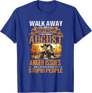 Vintage Walk Away I Am Grumpy Old Man I Was Born In August T-Shirt - T-Shirt | Royal