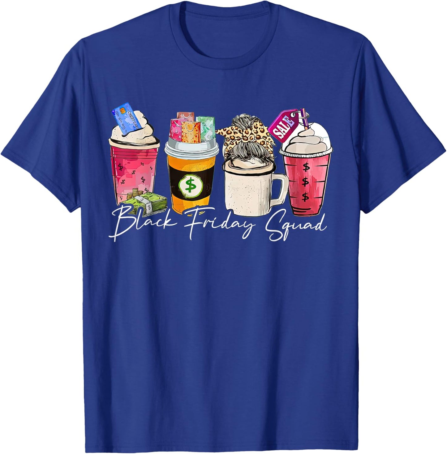 Black Shopping Friday Squad Coffee cups T-Shirt - T-Shirt | Royal