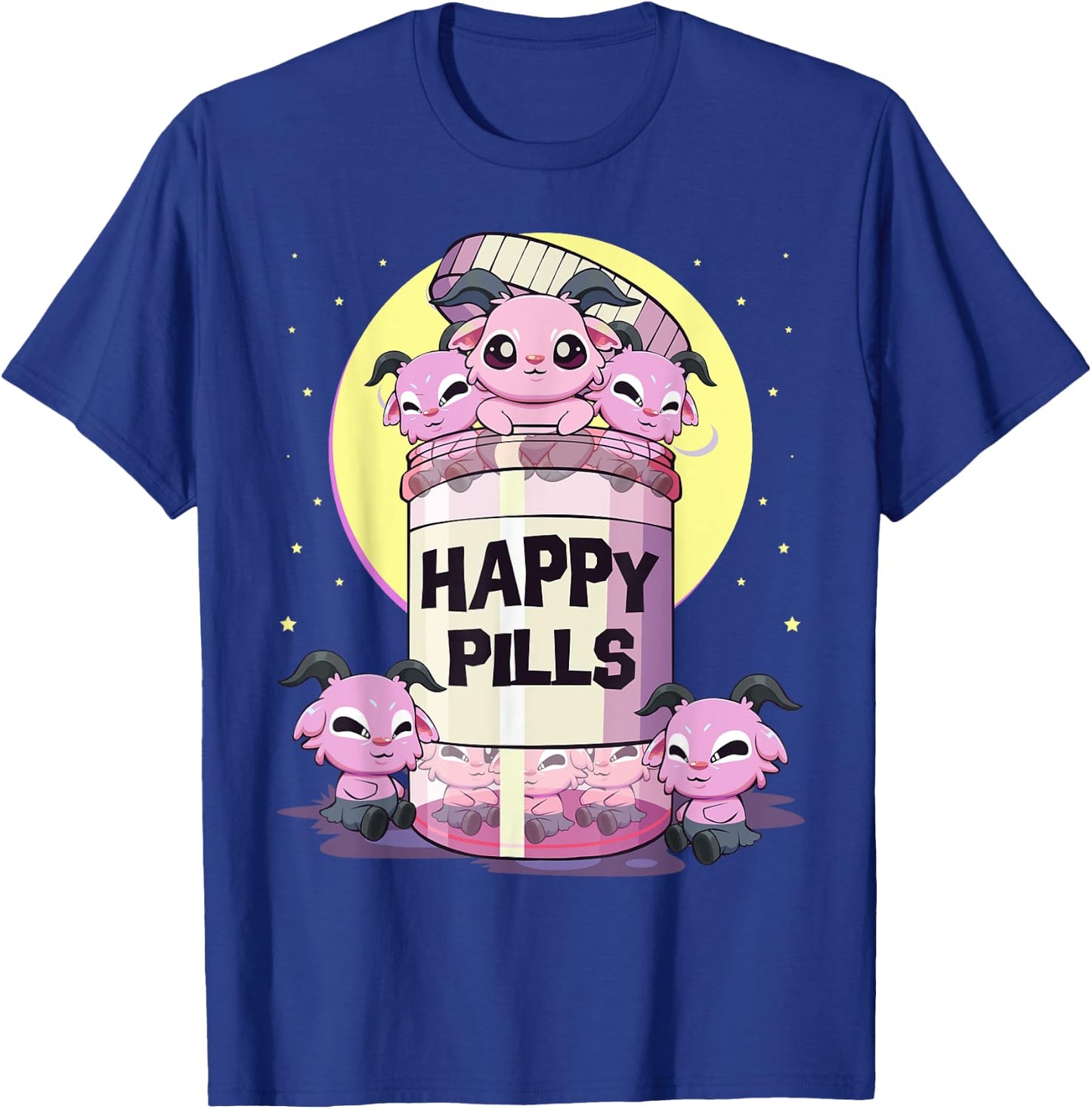 Pastel Goth Kawaii Cute Happy Pills Baphomet T-Shirt - T-Shirt | Royal