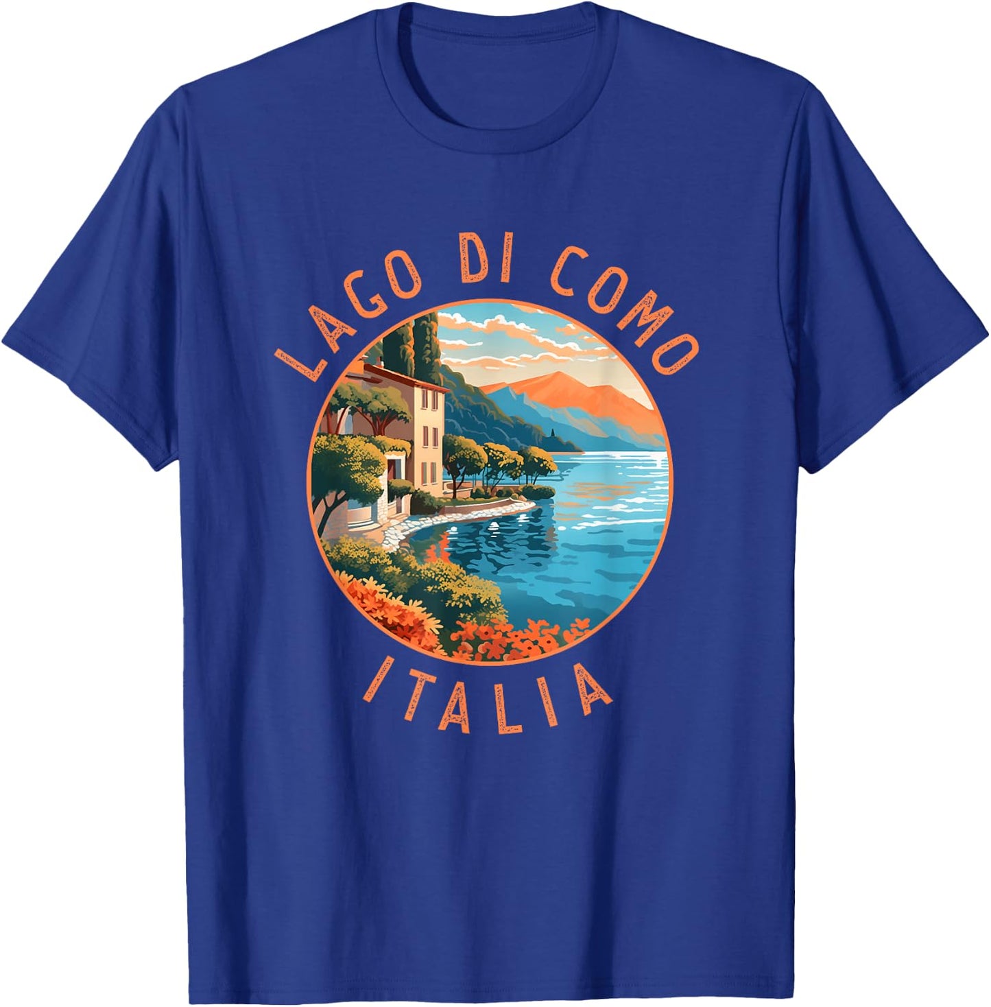 Lago di Como Italia Distressed Circle Vintage T-Shirt - T-Shirt | Royal