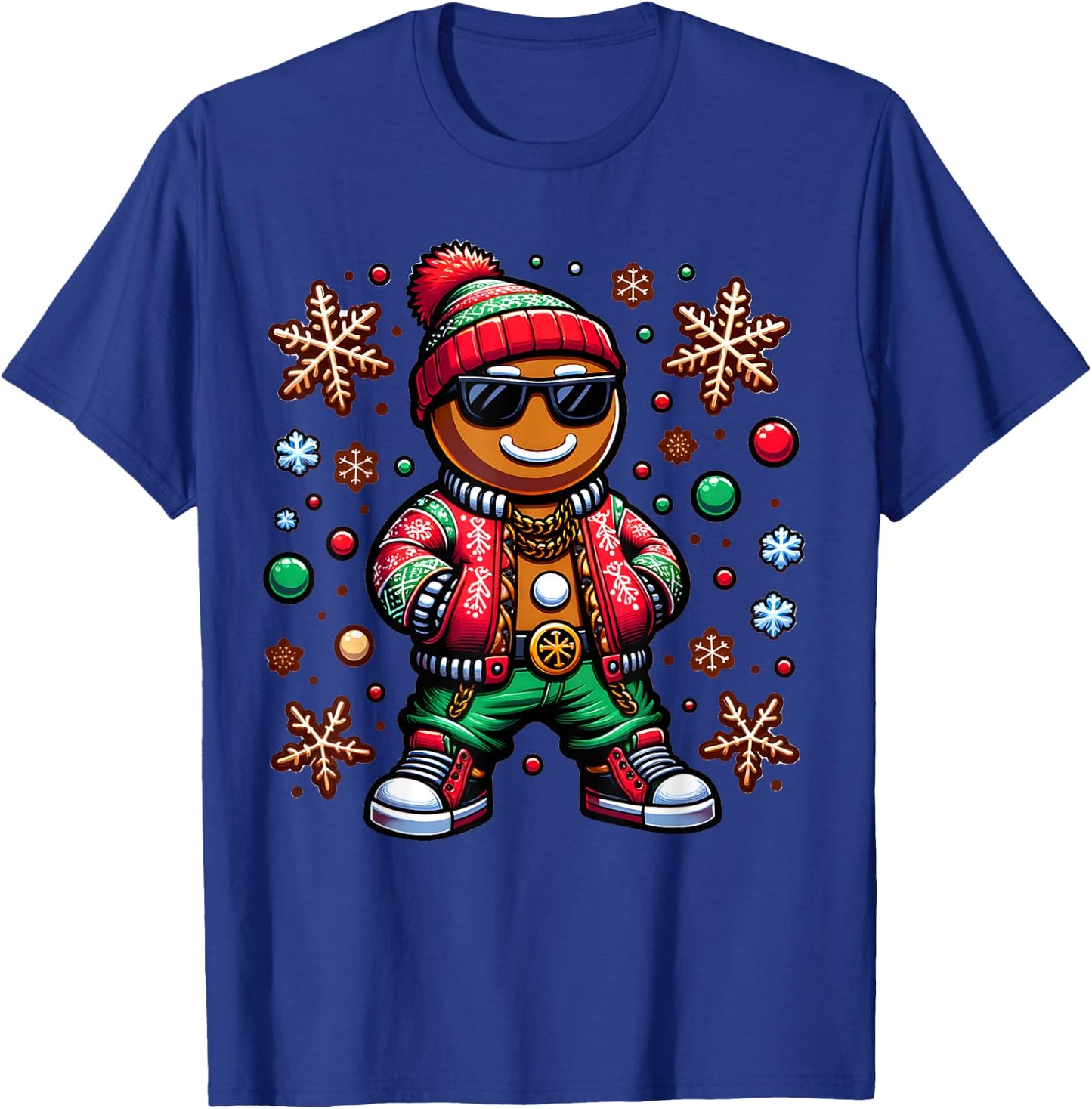 Hip Hop Gingerbread Man X-Mas Funny Christmas Boys T-Shirt - T-Shirt | Royal