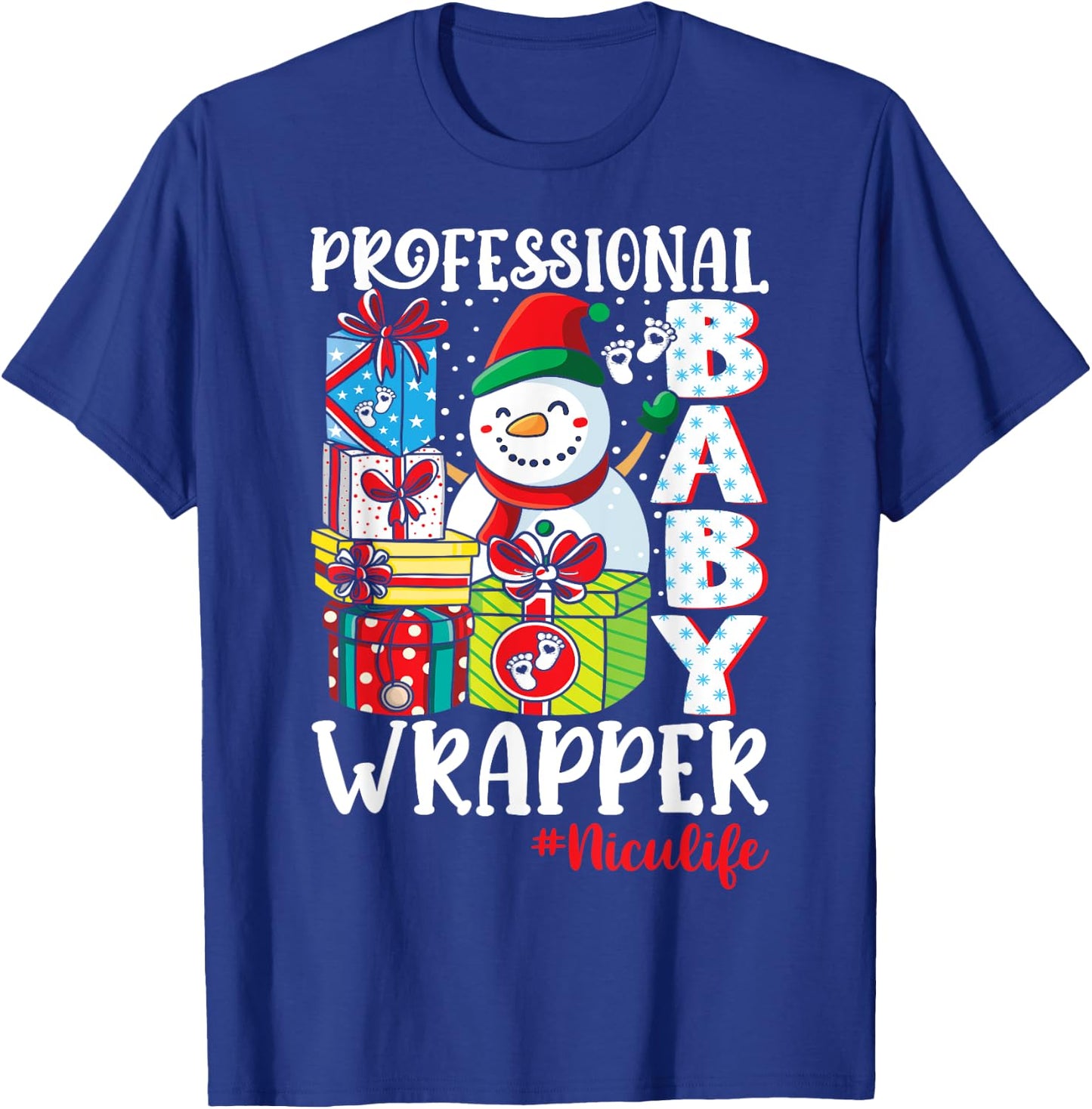 Professional Baby Wrapper Funny Christmas NICU Nurse T-Shirt - T-Shirt | Royal