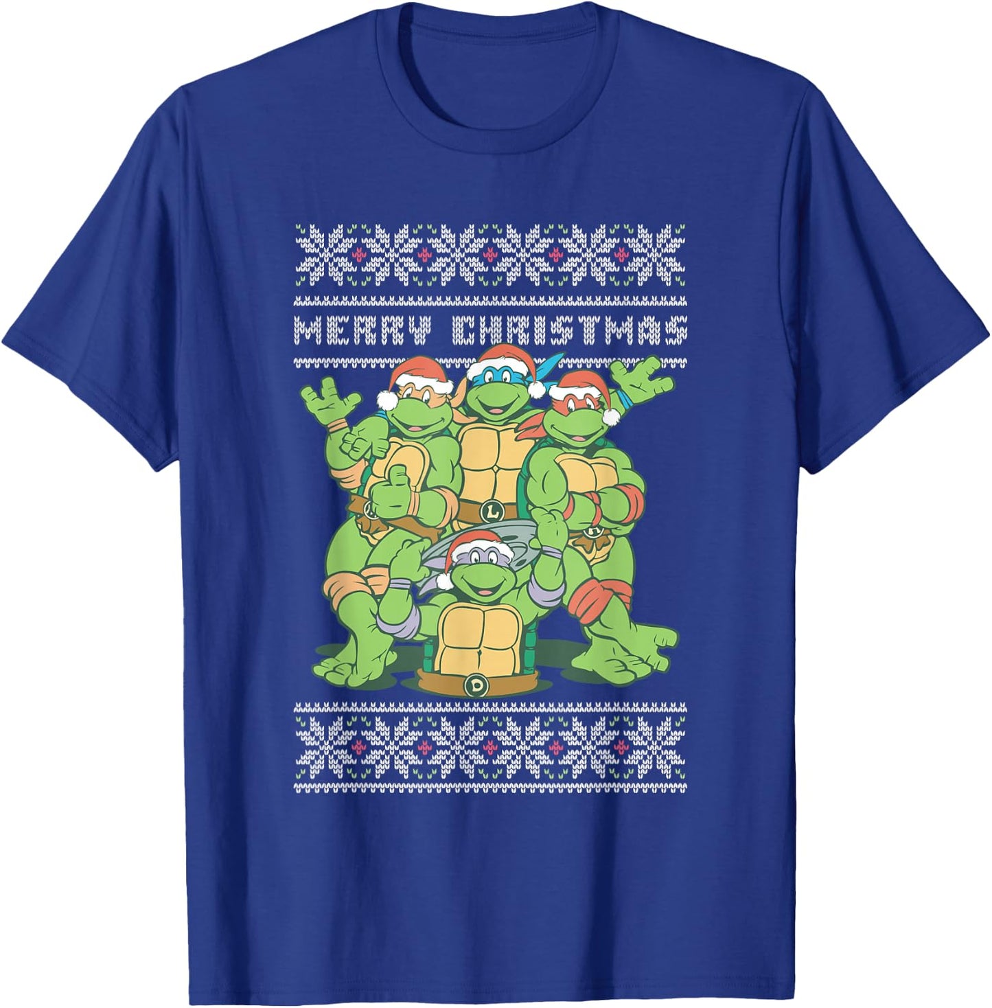 Teenage Mutant Ninja Turtles Christmas Ugly Sweater Group T-Shirt - T-Shirt | Royal