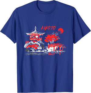 Vintage Kyoto Landscape Japan Autumn Scenery Travel Apparel T-Shirt - T-Shirt | Royal