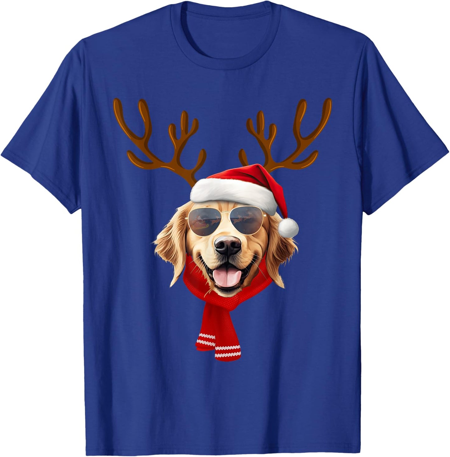 Golden Retriever Xmas Outfit Reindeer Christmas Costume T-Shirt - T-Shirt | Royal
