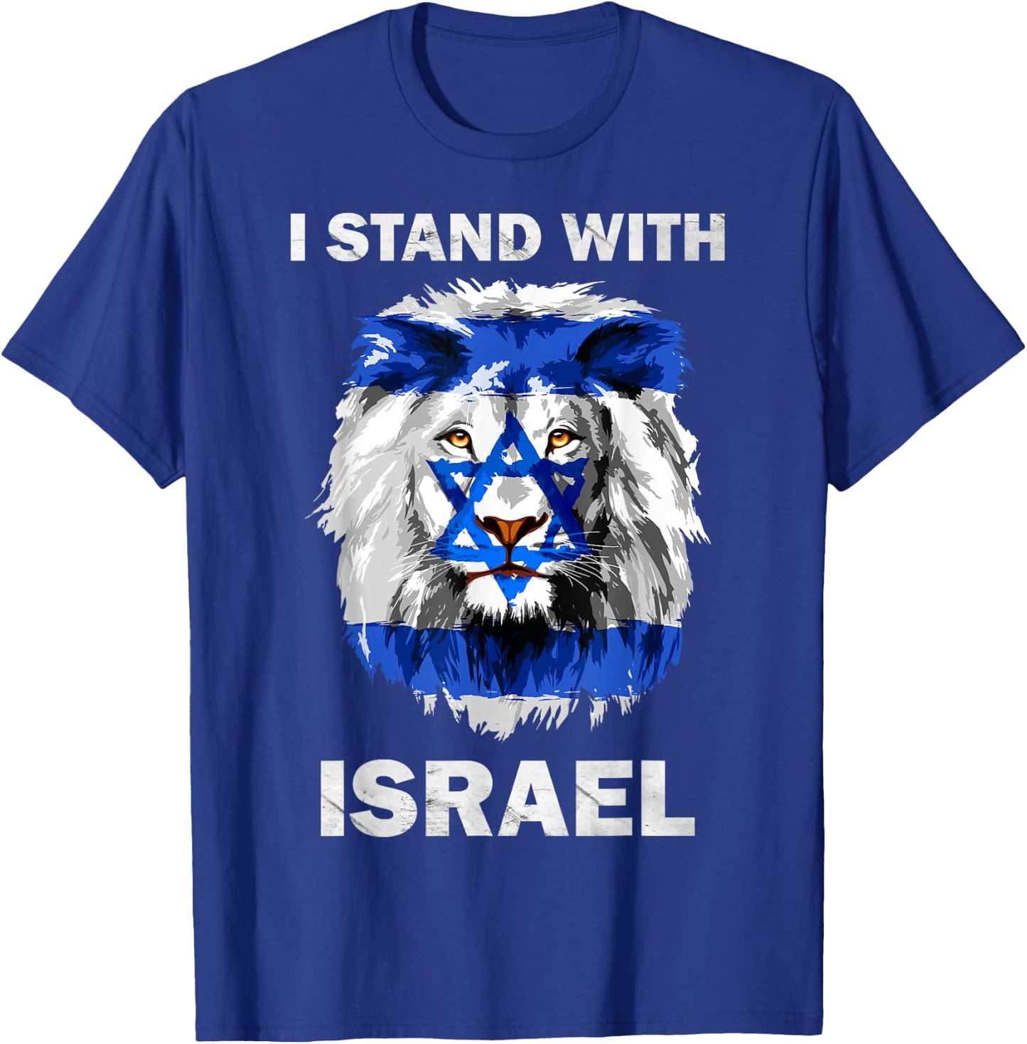 Israel Flag Lion | Jewish Star David | I Stand With Israel T-Shirt - T-Shirt | Royal