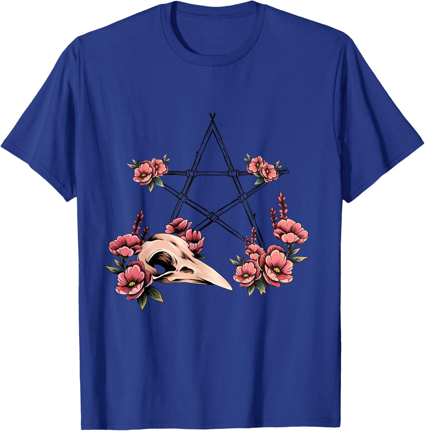 Pagan Witchcraft Pentagram Bird Skull Pagan Altar T-Shirt - T-Shirt | Royal