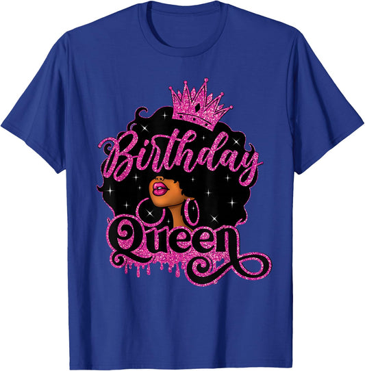 African American Black Queen Birthday Afro Women Girls T-Shirt - T-Shirt | Royal