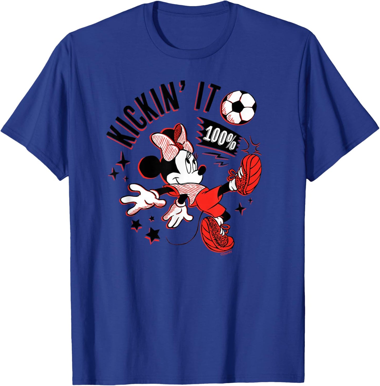 Disney Minnie Mouse Sports Soccer Kickin' It 100% Football T-Shirt - T-Shirt | Royal