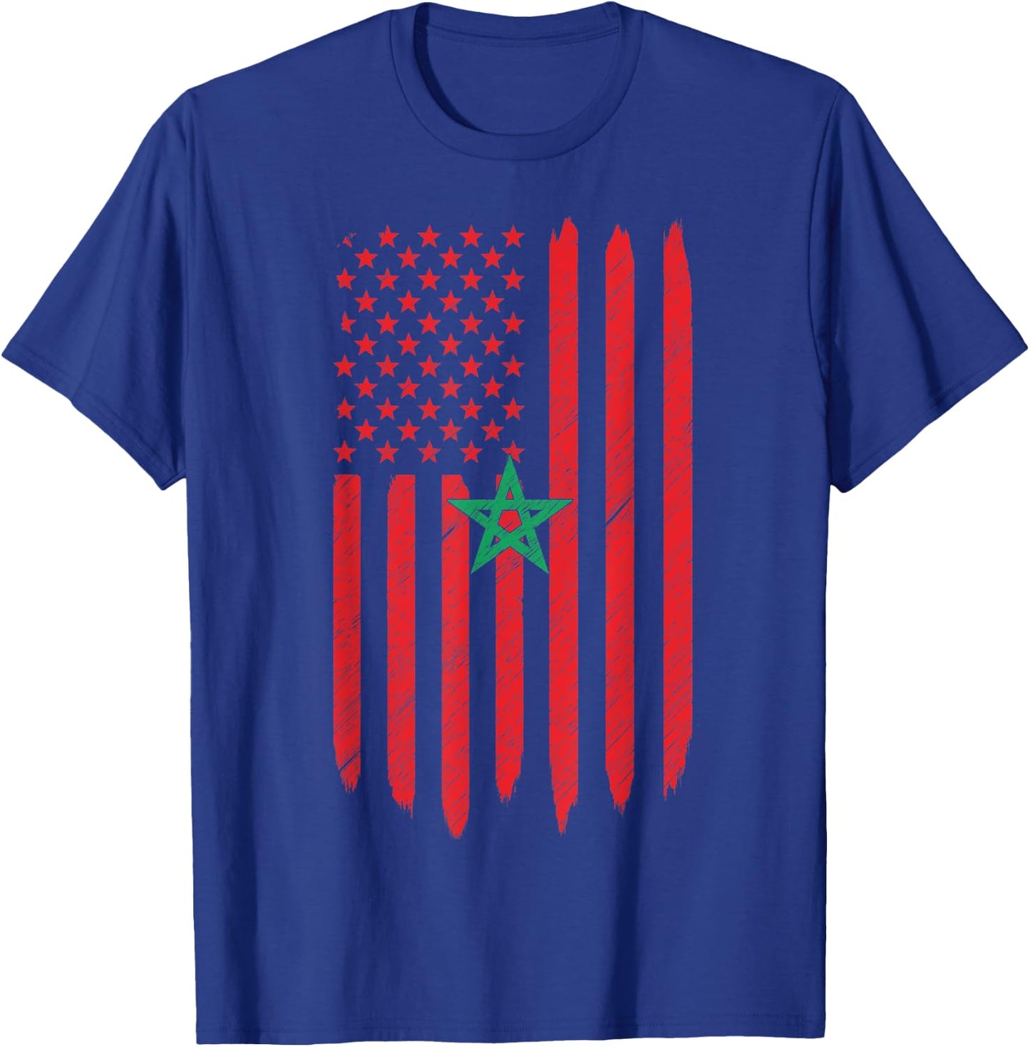 Morocco USA Moroccan American Flag Love Home 4th Of July Kids Men T-Shirt - T-Shirt | Royal