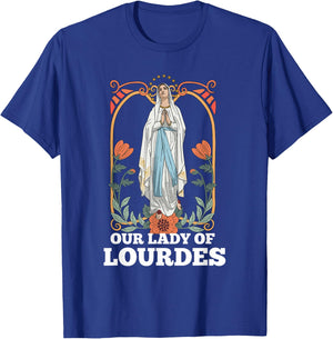 Our Lady of Lourdes Marian Pilgrimage Catholic T-Shirt - T-Shirt | Royal