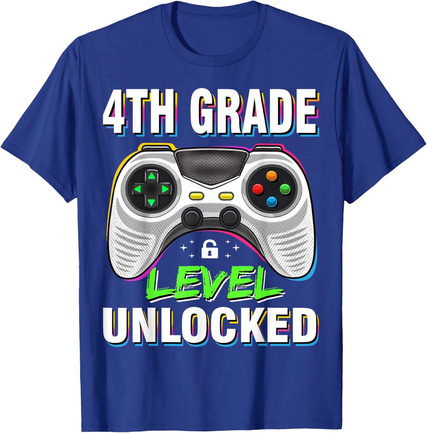 Boys First Day Of 4th Grade Shirt Kids Gaming Back To School T-Shirt - T-Shirt | Royal