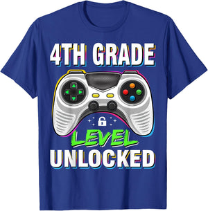 Boys First Day Of 4th Grade Shirt Kids Gaming Back To School T-Shirt - T-Shirt | Royal