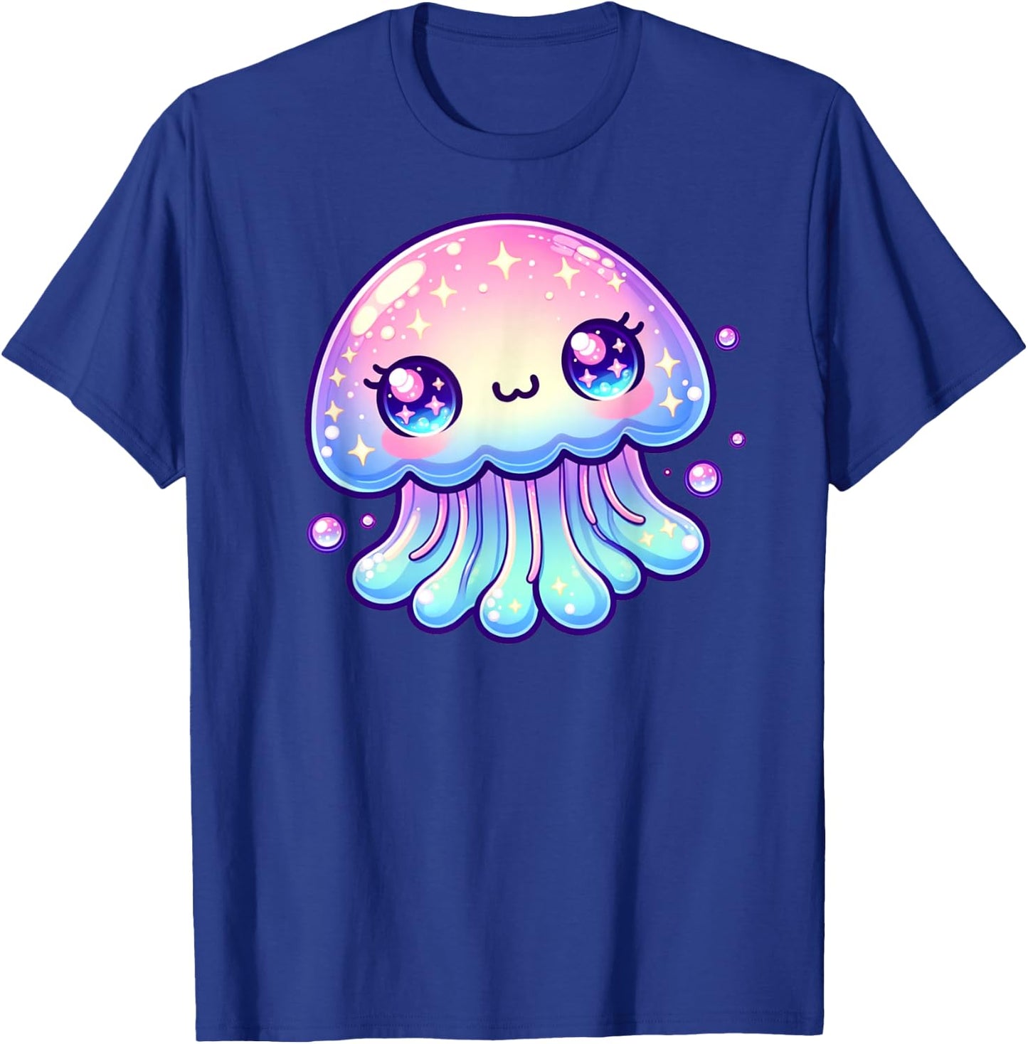 Cute Kawaii Jellyfish Anime Fun Blue Pink Sea Critter T-Shirt - T-Shirt | Royal
