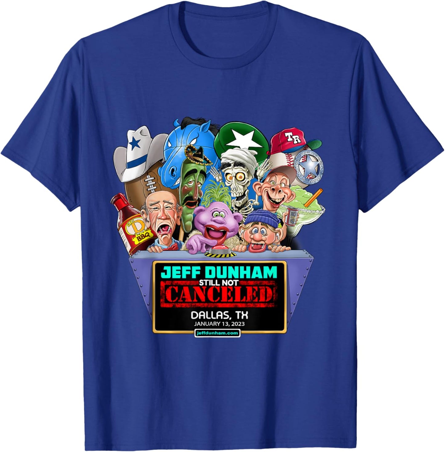 Jeff Dunham Dallas, TX (2023) T-Shirt - T-Shirt | Royal