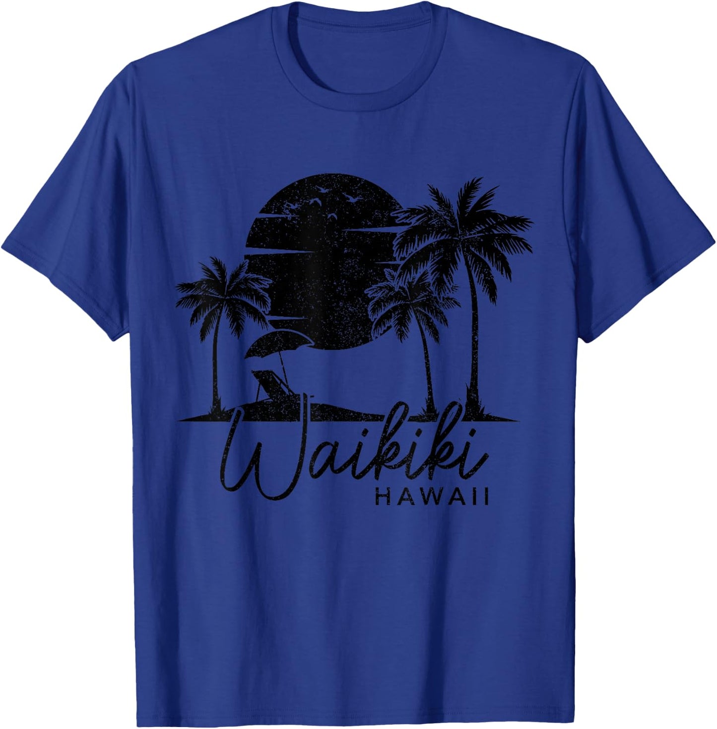 Waikiki Beach Hawaii Surf Vintage Surfer Retro T-Shirt - T-Shirt | Royal