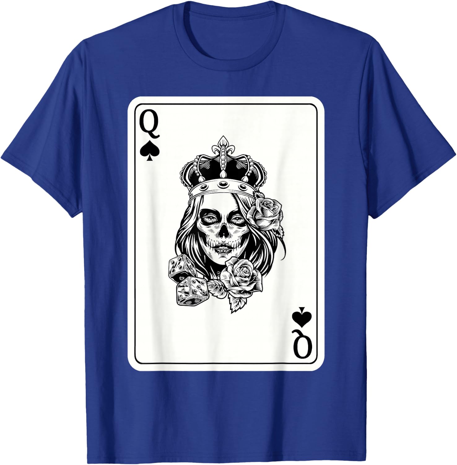 Couple Matching King And Queen of Spades 1/2 Skull Halloween T-Shirt - T-Shirt | Royal