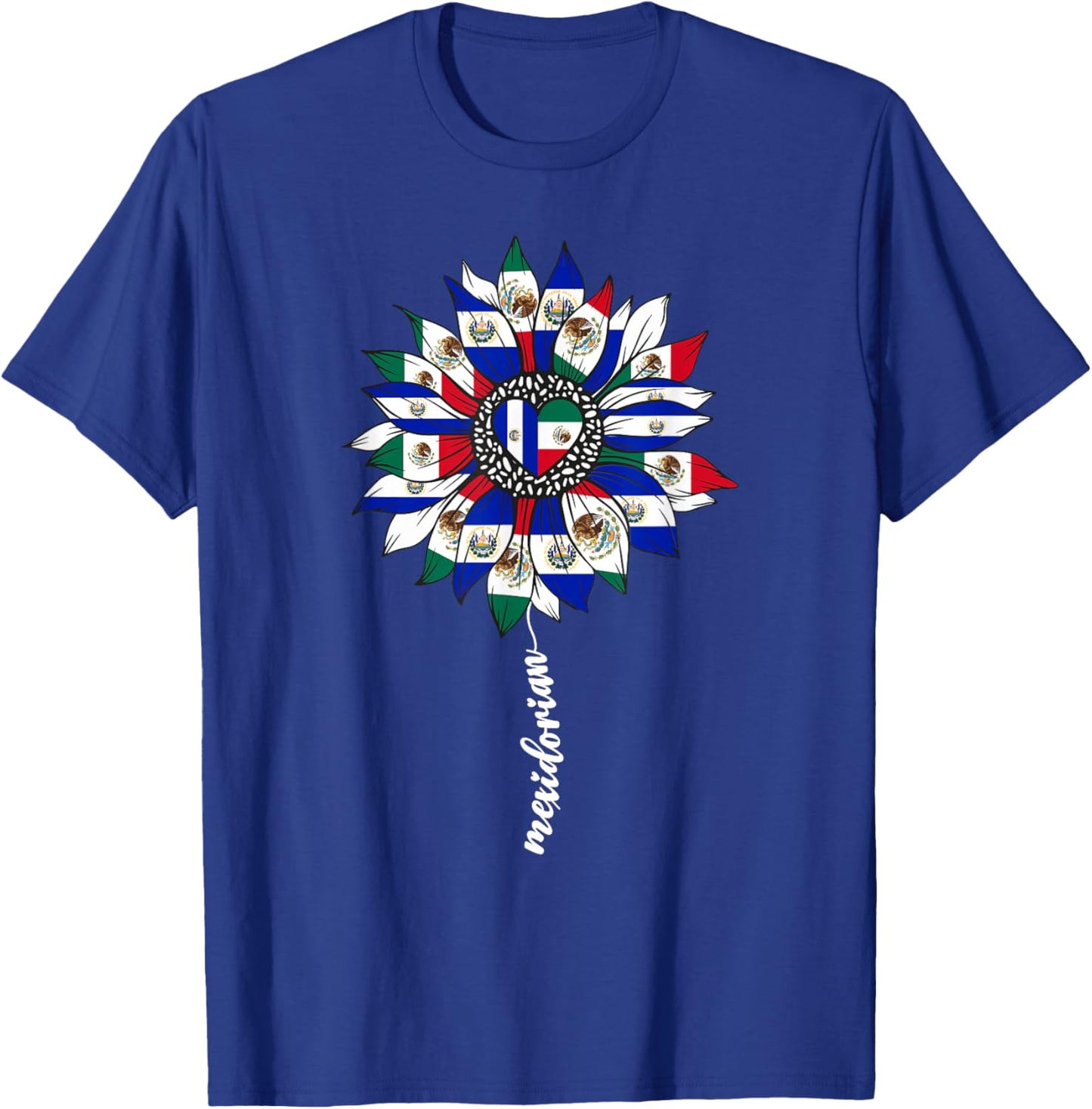 Half Mexican And Salvadorian Mexico El Salvador Flag Girl T-Shirt - T-Shirt | Royal