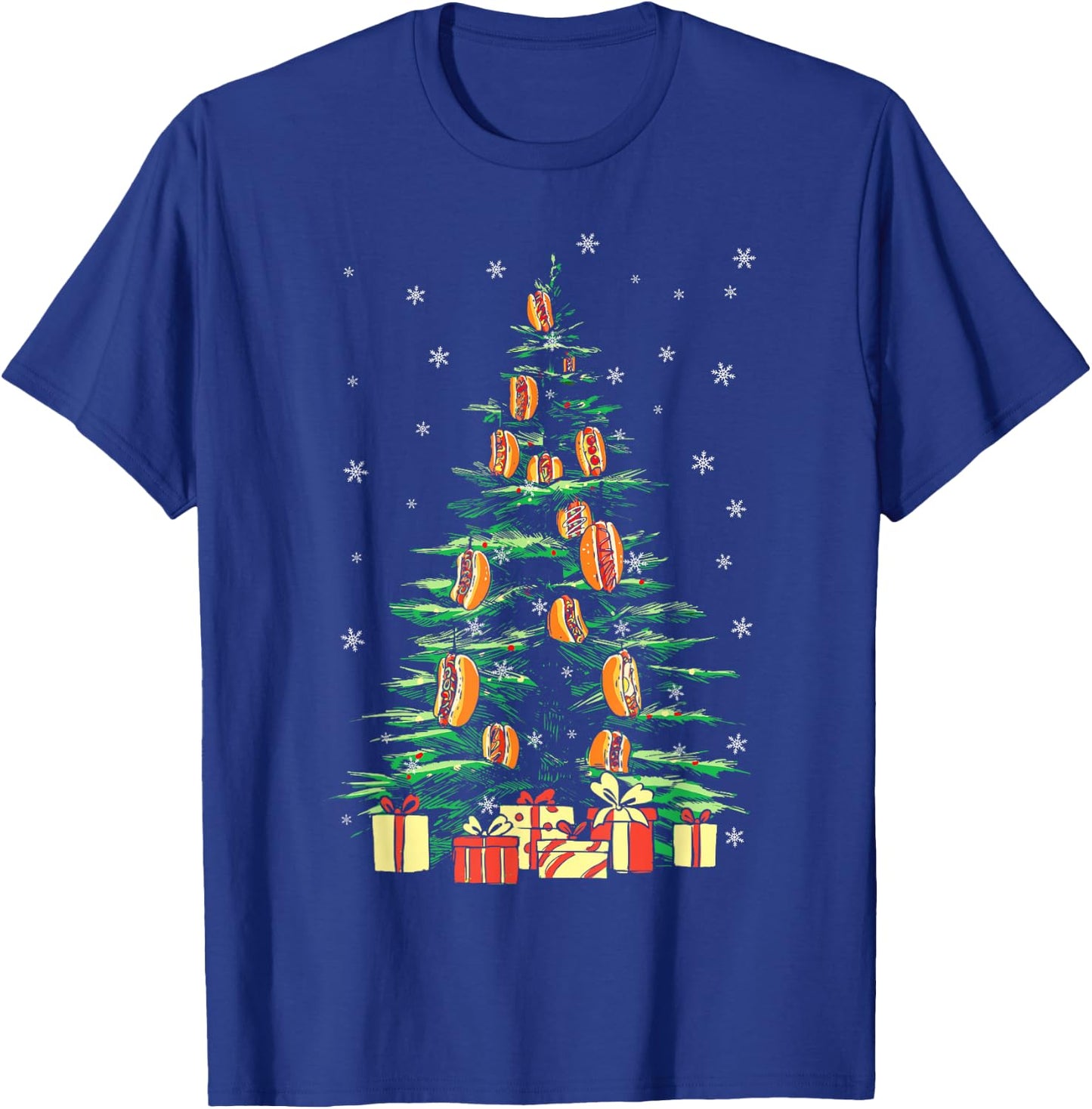 Hot Dog Adult Christmas Tree T-Shirt - T-Shirt | Royal