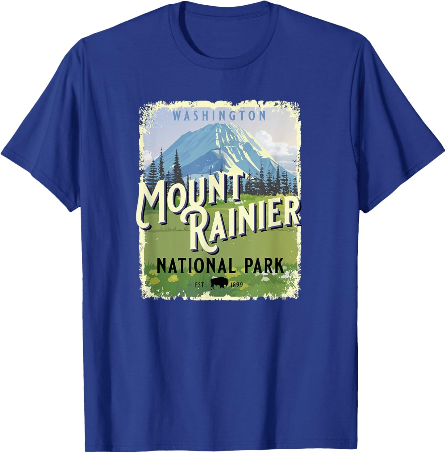 Mount Rainier National Park Washington WA Vintage Souvenir T-Shirt - T-Shirt | Royal