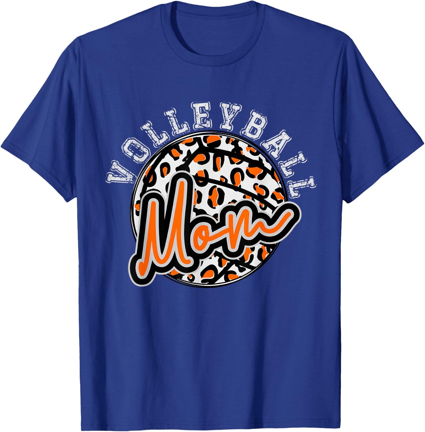 Leopard Cheetah Volleyball Orange Mom Shirt Trendy T-Shirt - T-Shirt | Royal
