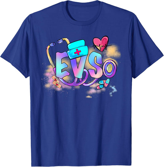 Tie Dye EVS Worker Funny EVS Nurse Day Nurse Week T-Shirt - T-Shirt | Royal