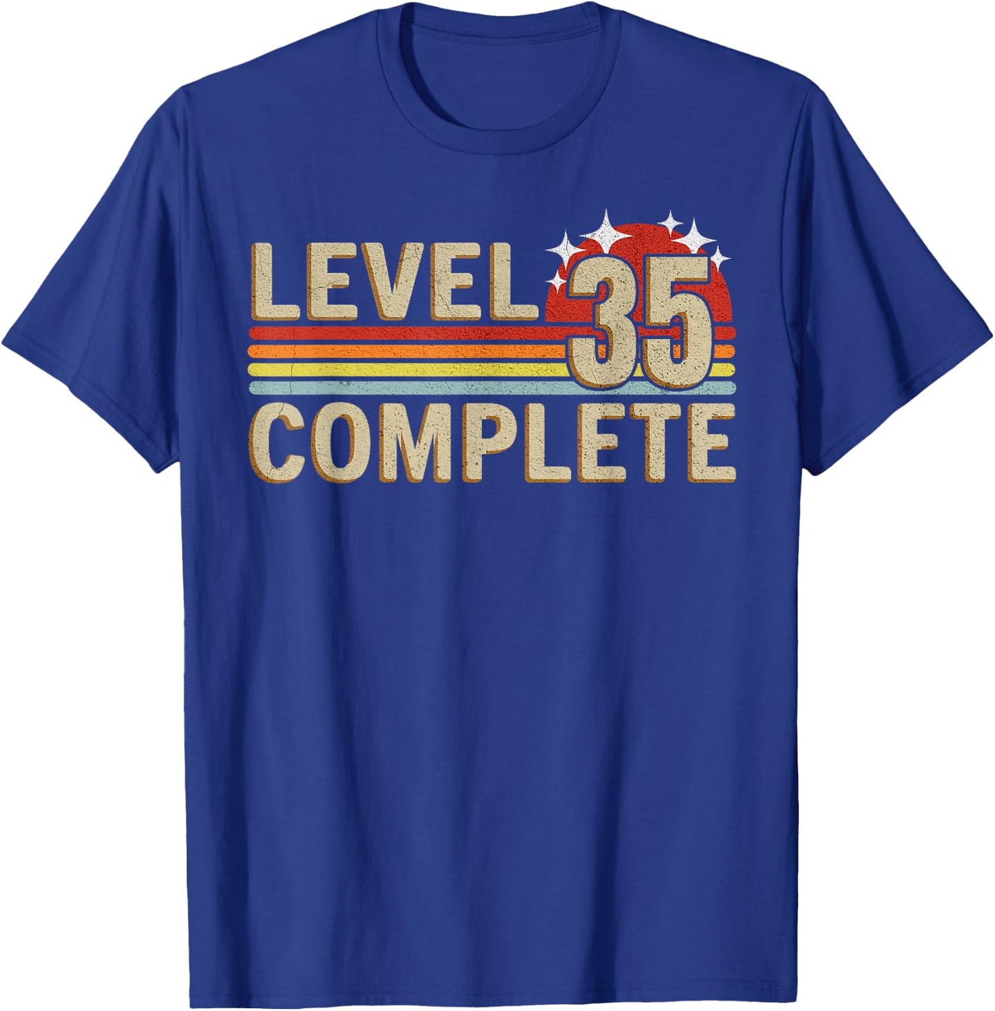 Level 35 Complete Gaming Vintage 35 Years Wedding T-Shirt - T-Shirt | Royal