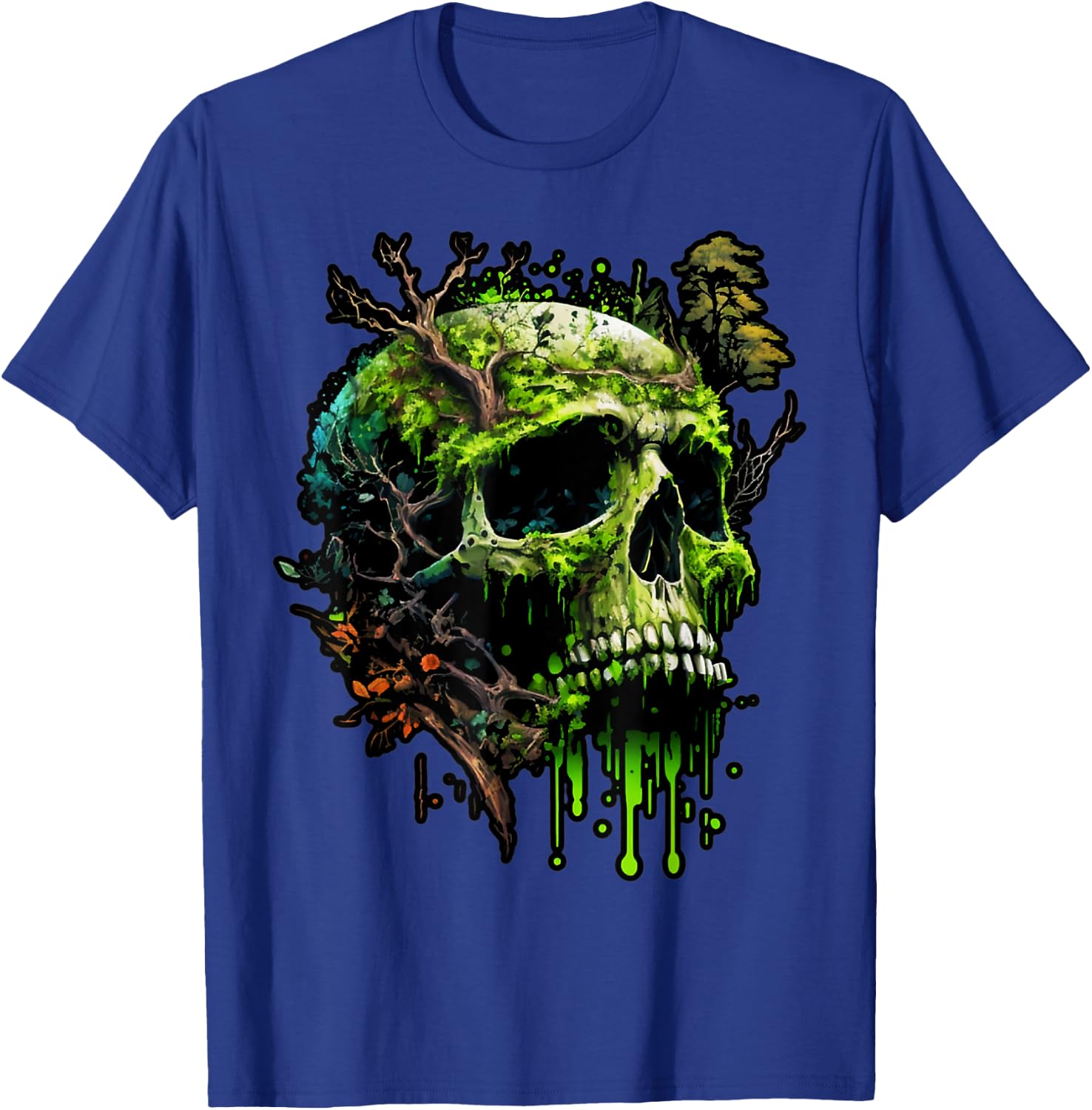 Forest Skull Wildlife Trees Nature Retro T-Shirt - T-Shirt | Royal