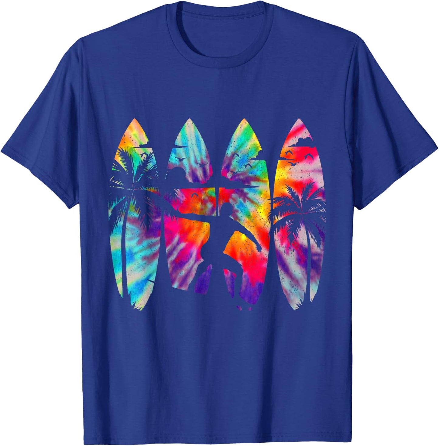 Surfer Surfboard Vintage Surfing Beach Summer Surf Tie Dye T-Shirt - T-Shirt | Royal