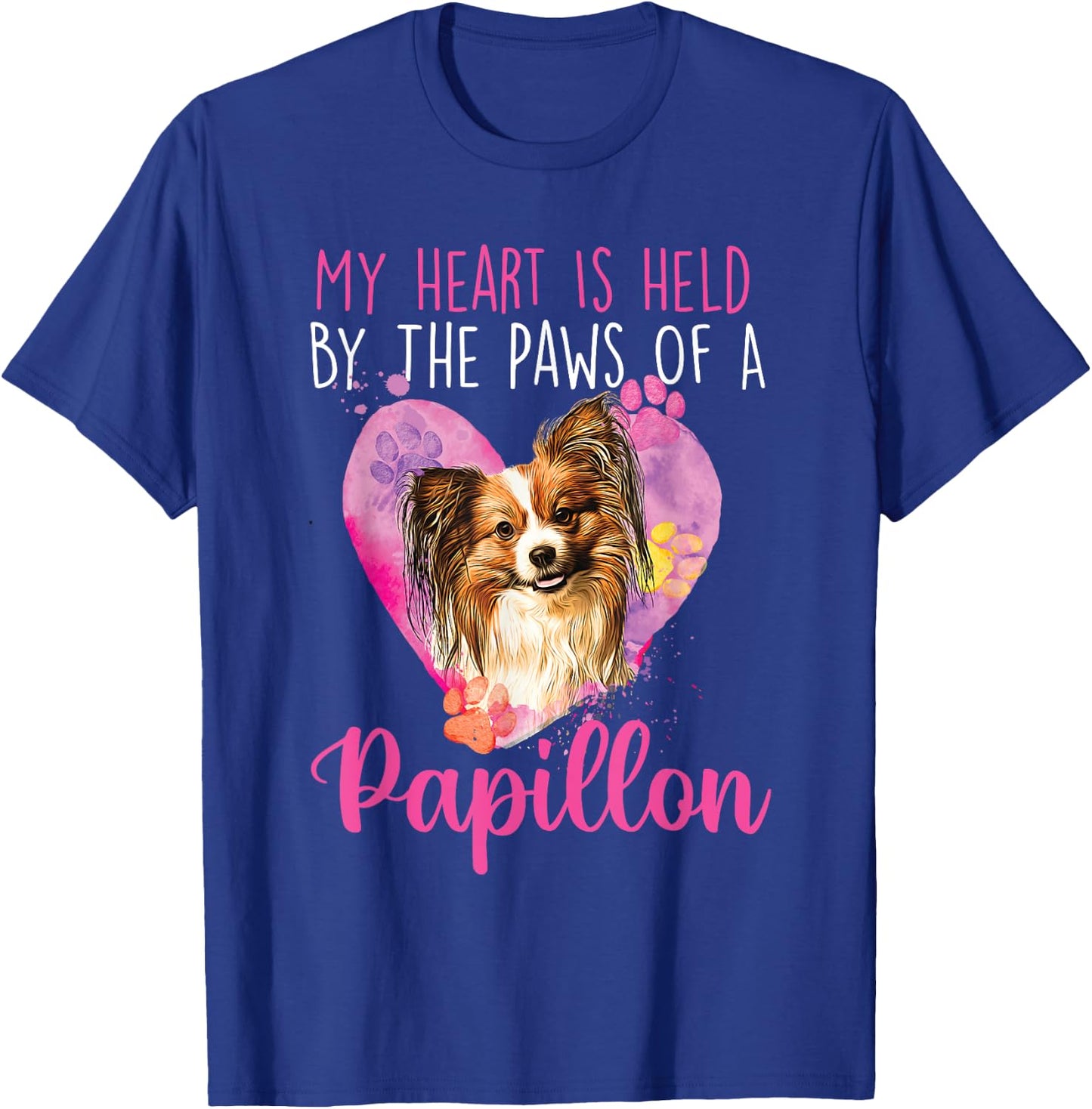 My Heart Is Held By The Paws Of A Papillon - Dogs Breeder T-Shirt - T-Shirt | Royal
