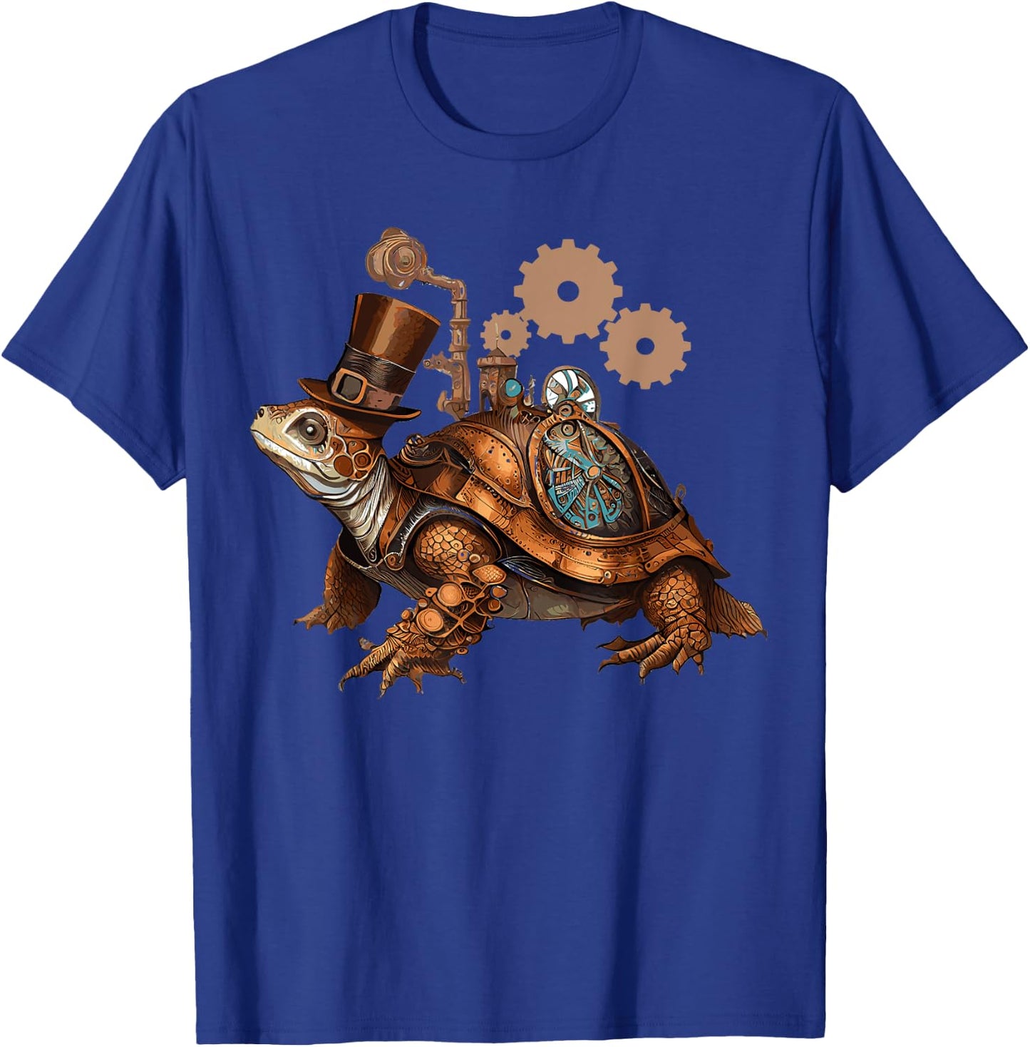 Steampunk Turtle Vintage Mechanical Gears Reptile Lovers T-Shirt - T-Shirt | Royal