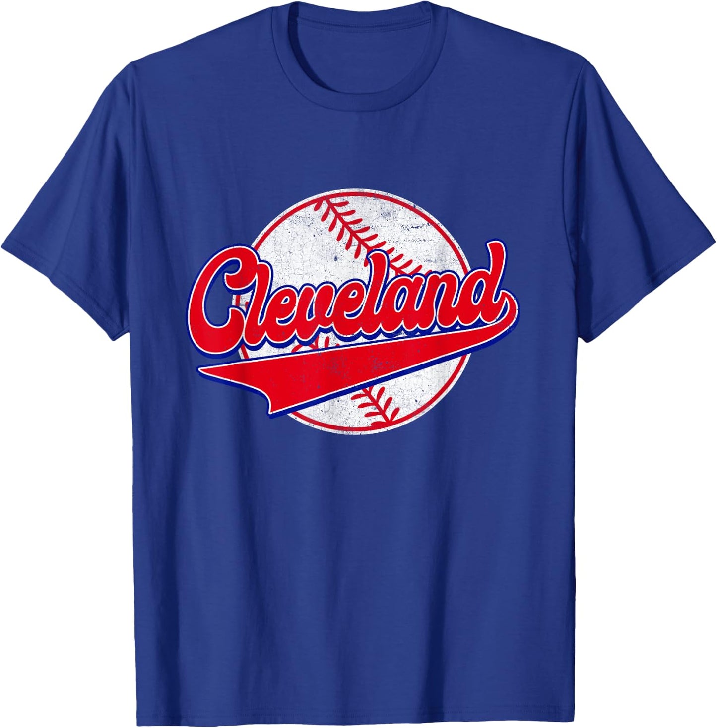 Cleveland Cityscape Vintage Baseball Men Women Kids T-Shirt - T-Shirt | Royal