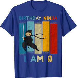 60th Birthday Boy Ninja Lover 60 Year Old Funny B-Day T-Shirt - T-Shirt | Royal
