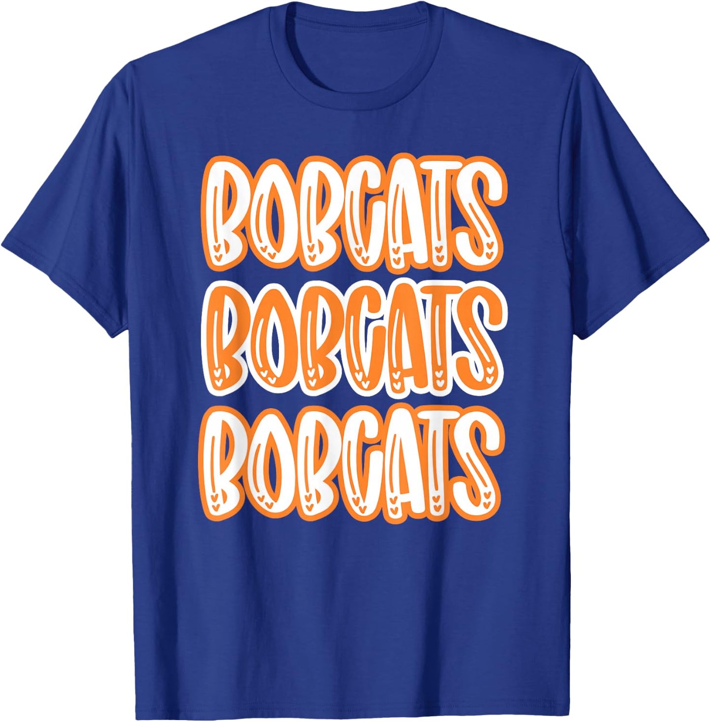 Bobcats Repeating Orange White School Spirit T-Shirt - T-Shirt | Royal