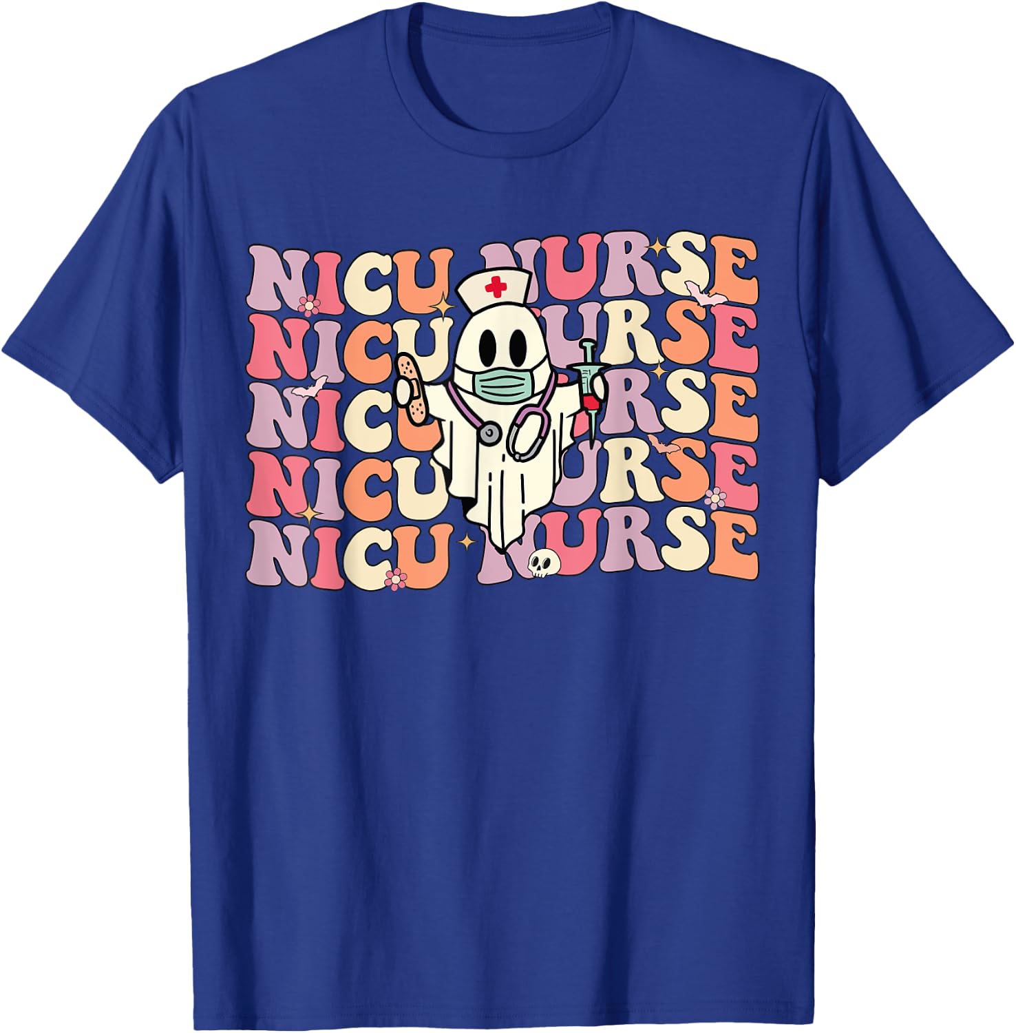 Groovy NICU Nurse Halloween Ghost Costume Neonatal Nurse T-Shirt - T-Shirt | Royal