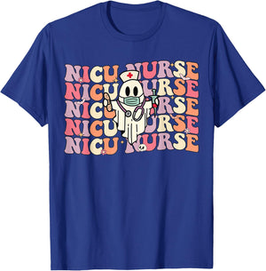 Groovy NICU Nurse Halloween Ghost Costume Neonatal Nurse T-Shirt - T-Shirt | Royal