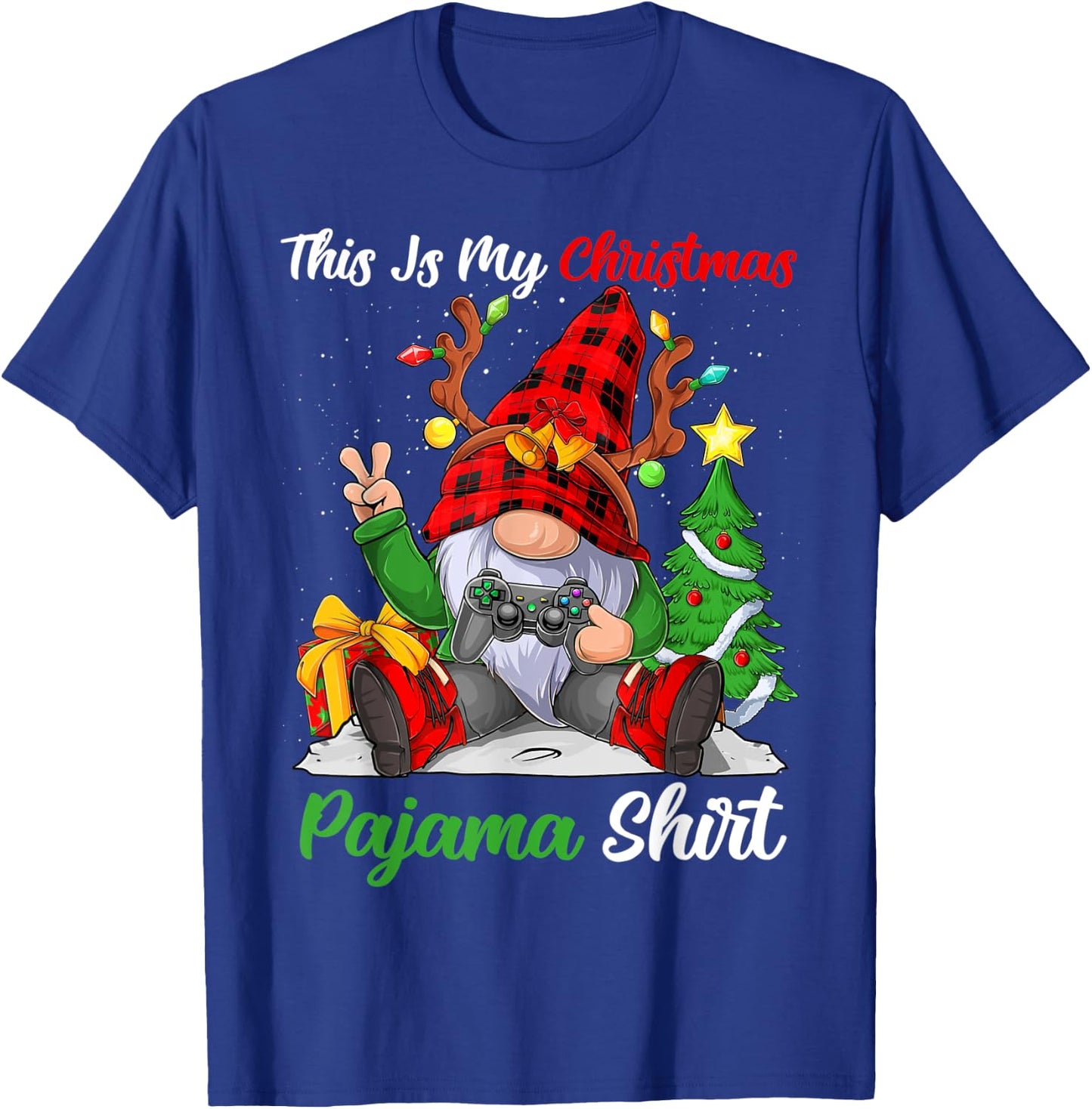 This Is My Christmas Pajama Shirt Gnome Christmas Gamer Boys T-Shirt - T-Shirt | Royal