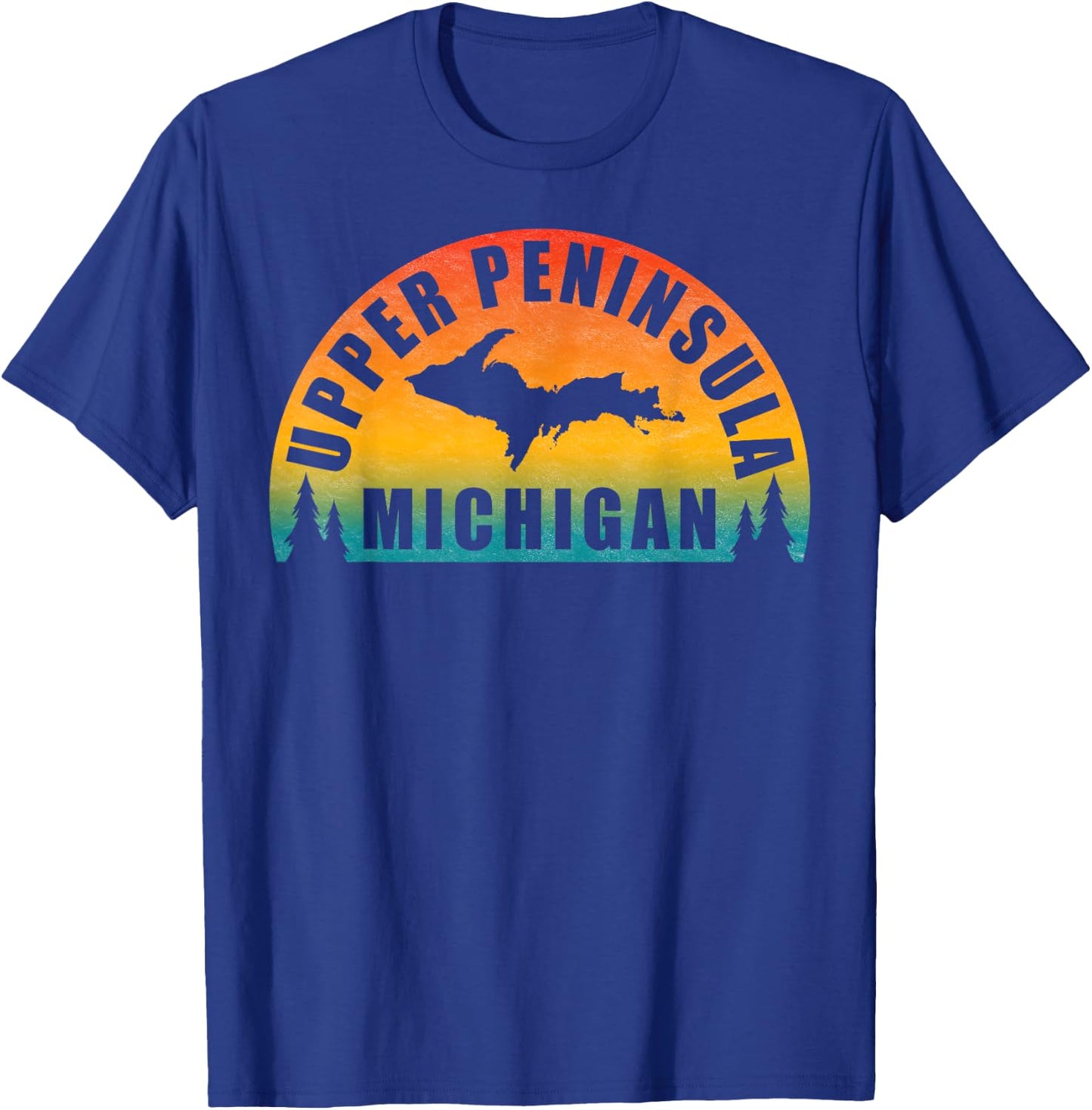 Classic Upper Peninsula of Michigan Sunset Style T-Shirt - T-Shirt | Royal