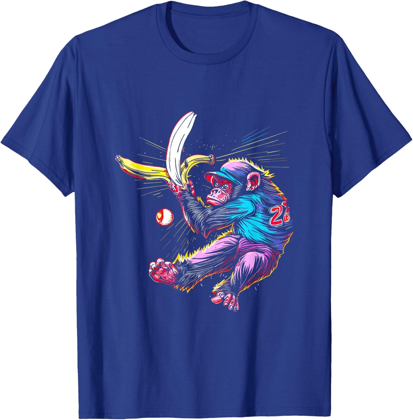 Monkey Banana Baseball - Funny Vintage Baseball Team Lover T-Shirt - T-Shirt | Royal