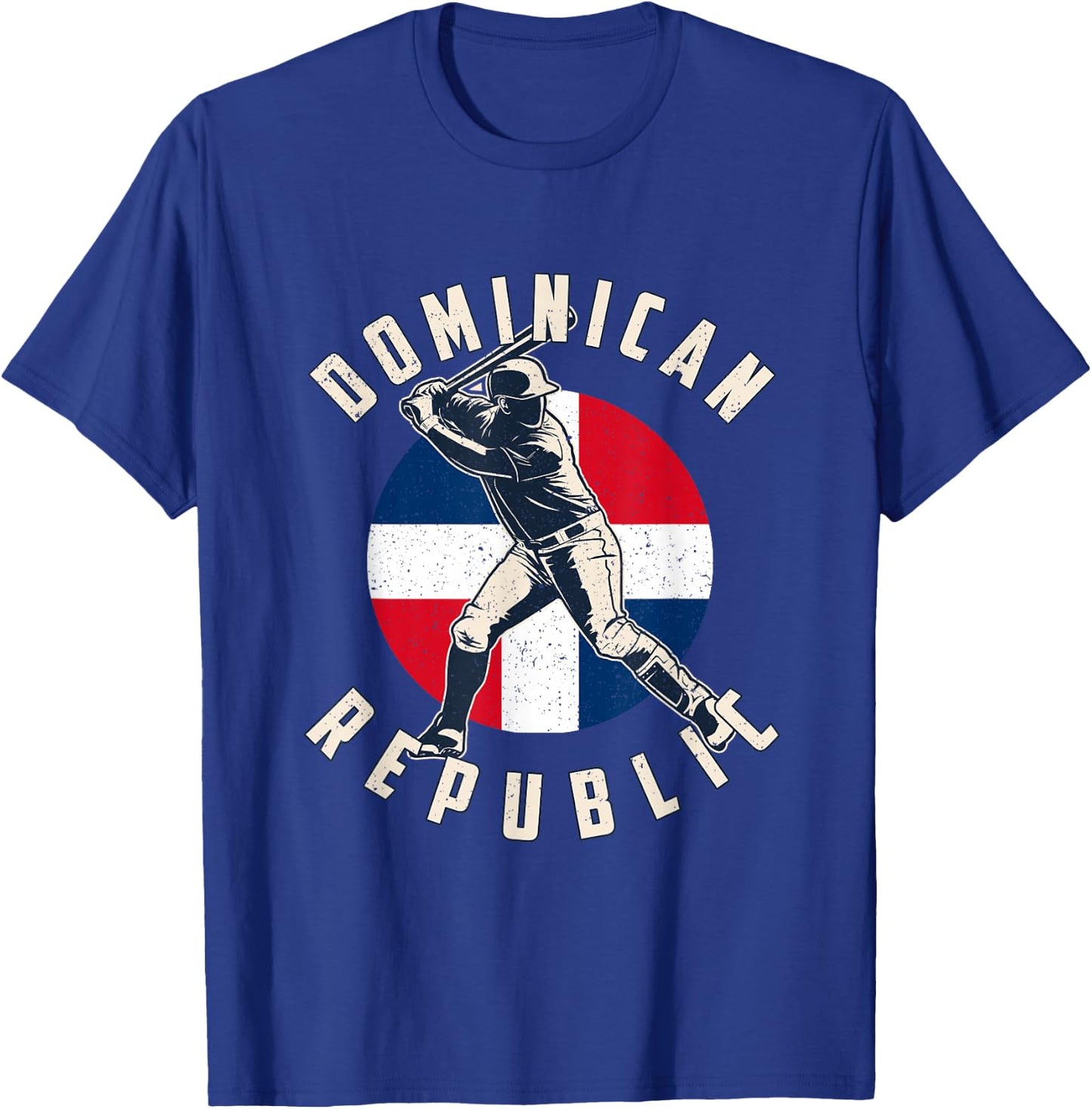 Vintage Dominican Baseball Batter Dominican Republic Flag T-Shirt - T-Shirt | Royal