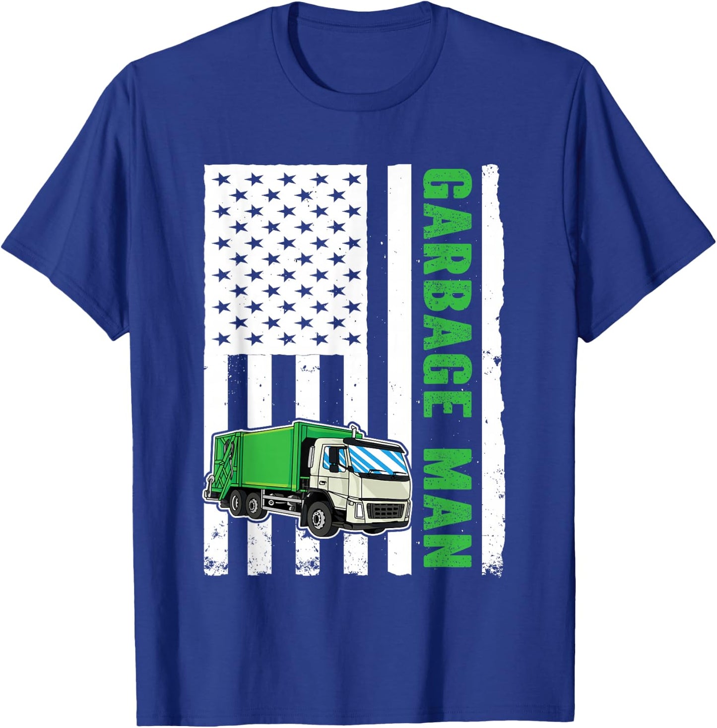 Garbage Man US Flag Garbage Truck T-Shirt - T-Shirt | Royal