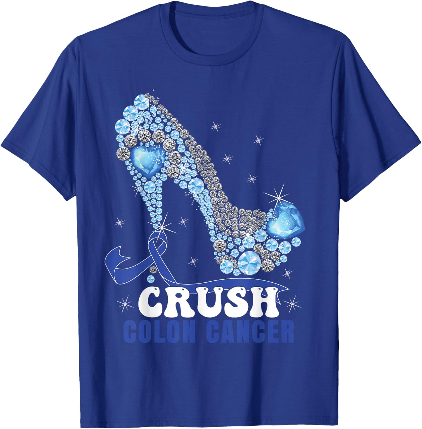 Blue Ribbon Women Colonscopy Colorectal Colon Cancer Small T-Shirt - T-Shirt | Royal