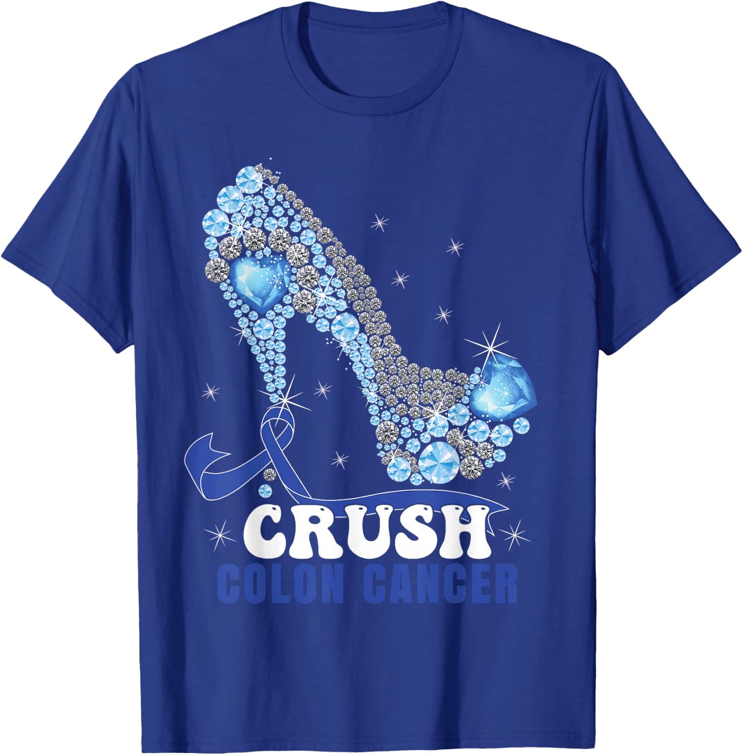 Blue Ribbon Women Colonscopy Colorectal Colon Cancer Small T-Shirt - T-Shirt | Royal