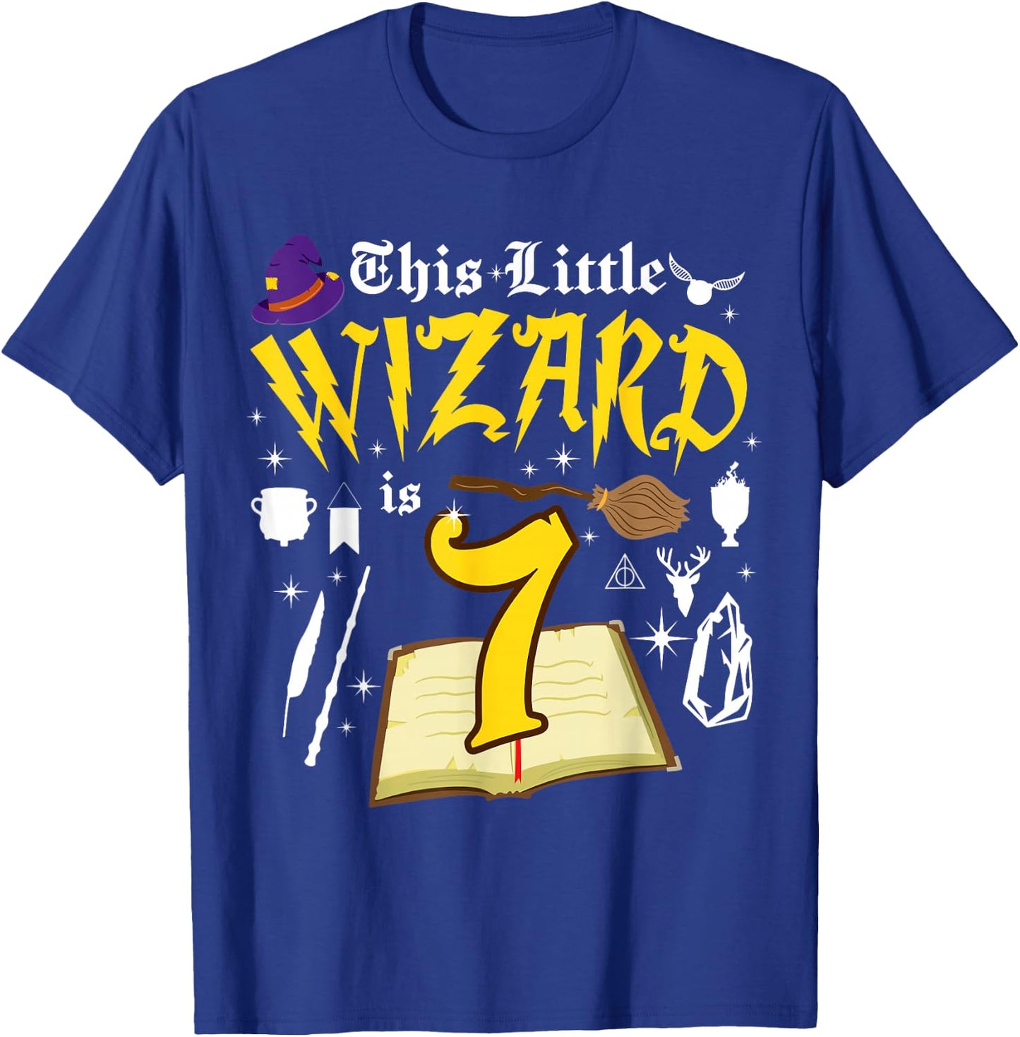 7th Birthday Wizard Magic 7 Year Old Funny B-Day Matching T-Shirt - T-Shirt | Royal