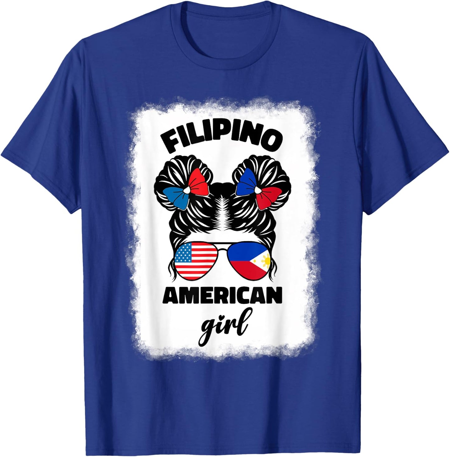Half American Half Filipino Philippines Usa Flag Kids Girl T-Shirt - T-Shirt | Royal